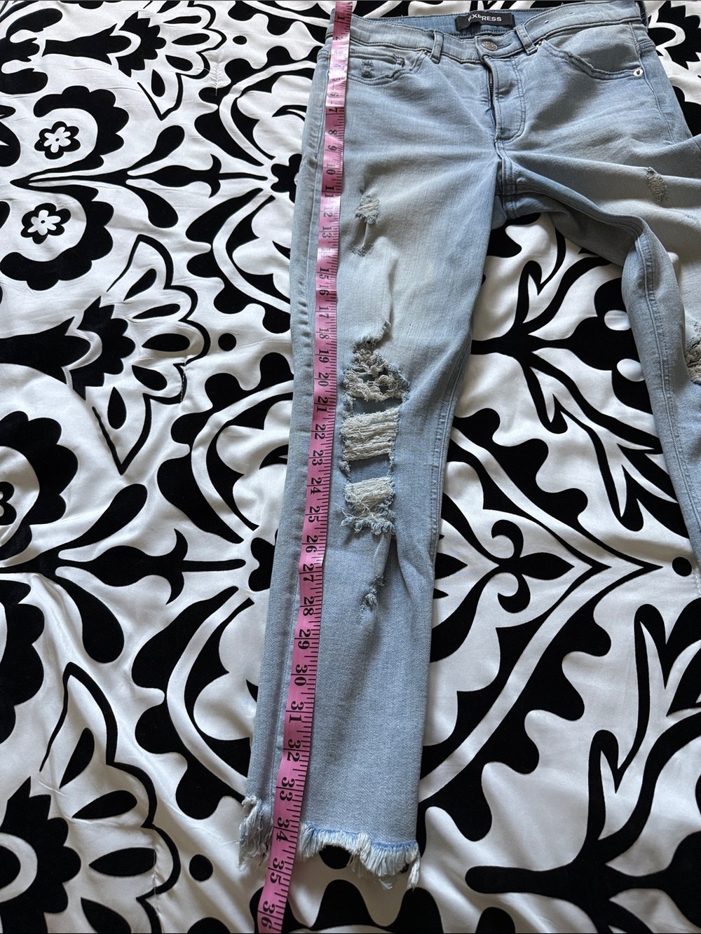 Express Skinny Ripped Light Blue Jeans - Picture 8 of 9